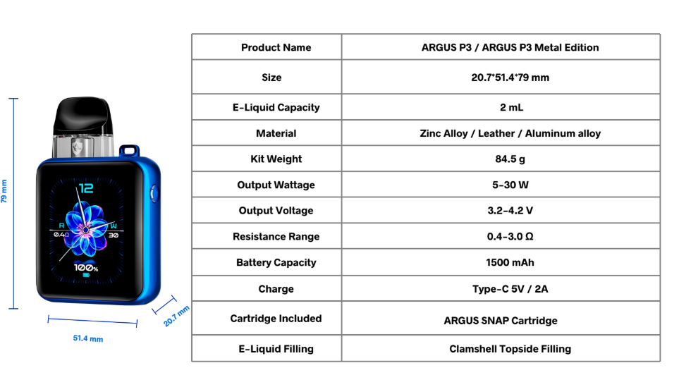 voopoo-argus-p3-specification